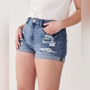 SO Blue Favorite Shortie Ripped Jean Shorts Size 3 NWOT